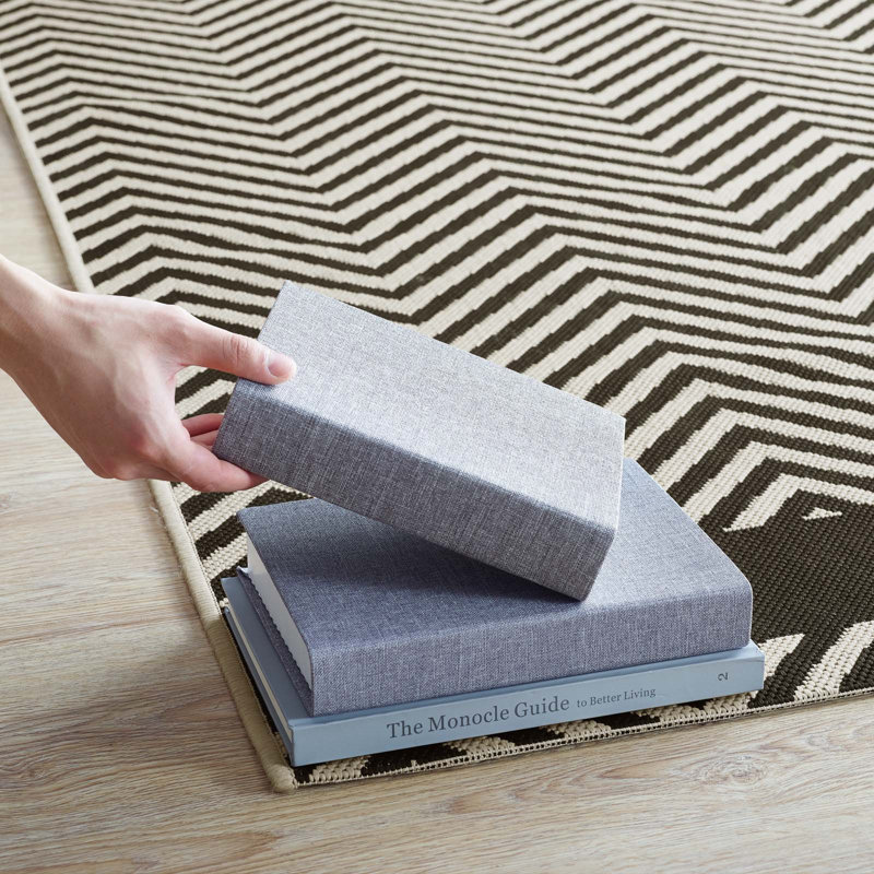 Optica Chevron With End Borders Indoor and Outdoor Area Rug, Rectangle 5' x 8', Gray/Beige