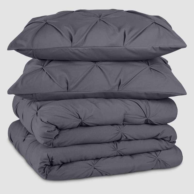 Microfiber Solid No Pattern Colour Duvet Cover Set with Pillowcases, Kingsize Duvet Cover Set + 2 Pillowcases, Grey
