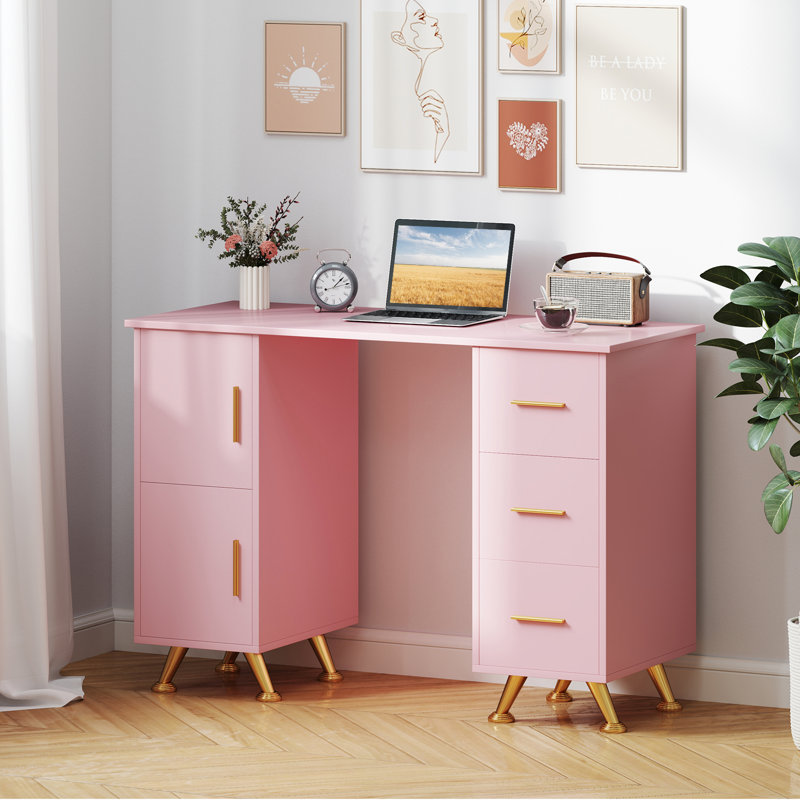 Table manucure avec clou et tiroirs, Rose