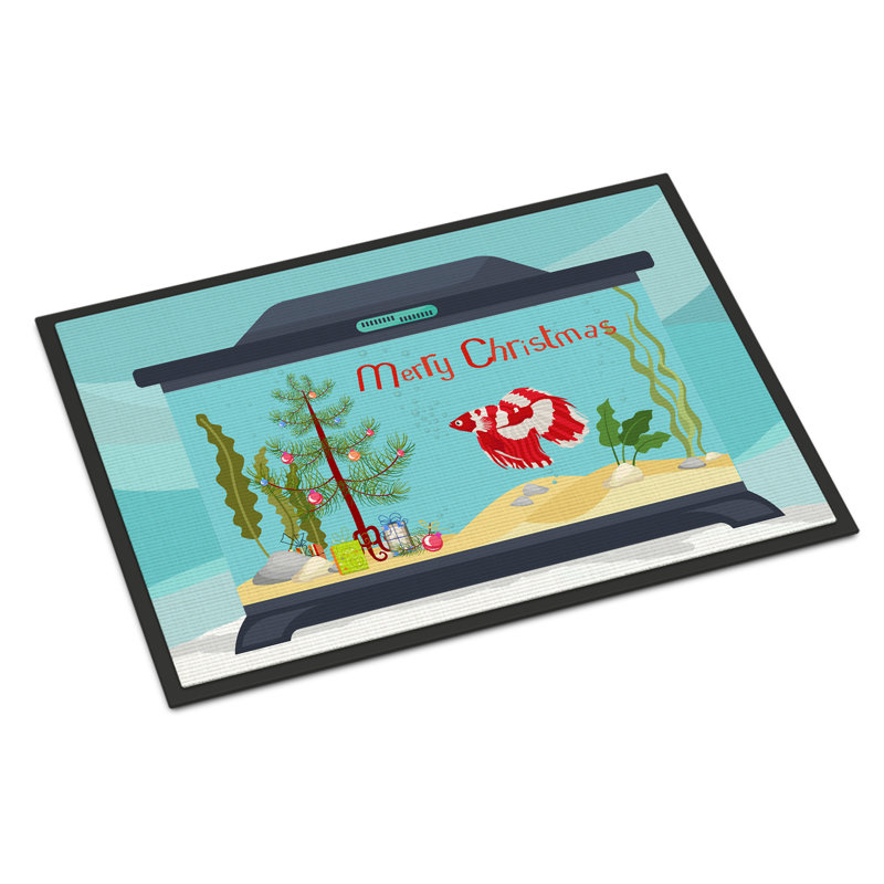 Tapis d'entrée antidérapant Insta, Poisson combattant à queue voilée, 18" W x 27" L