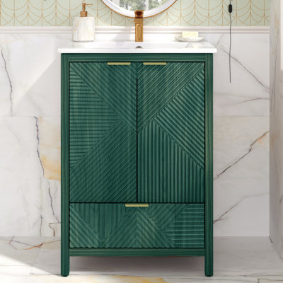 Meuble-lavabo autoportant de 24 po avec comptoir en céramique
