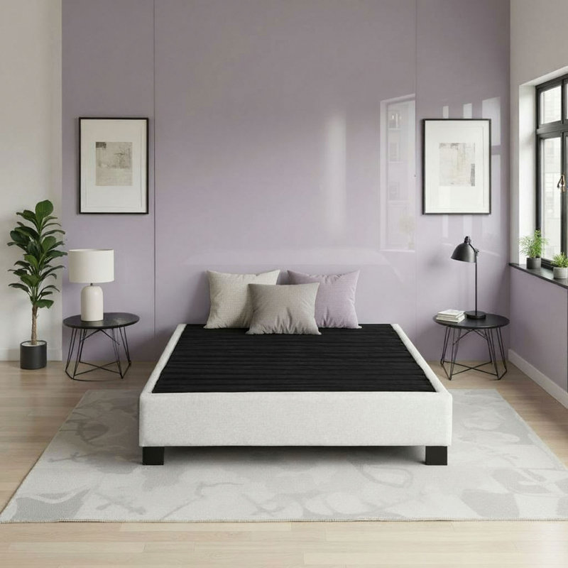 Base de lit tapissier Modern Contempo, Beige, King