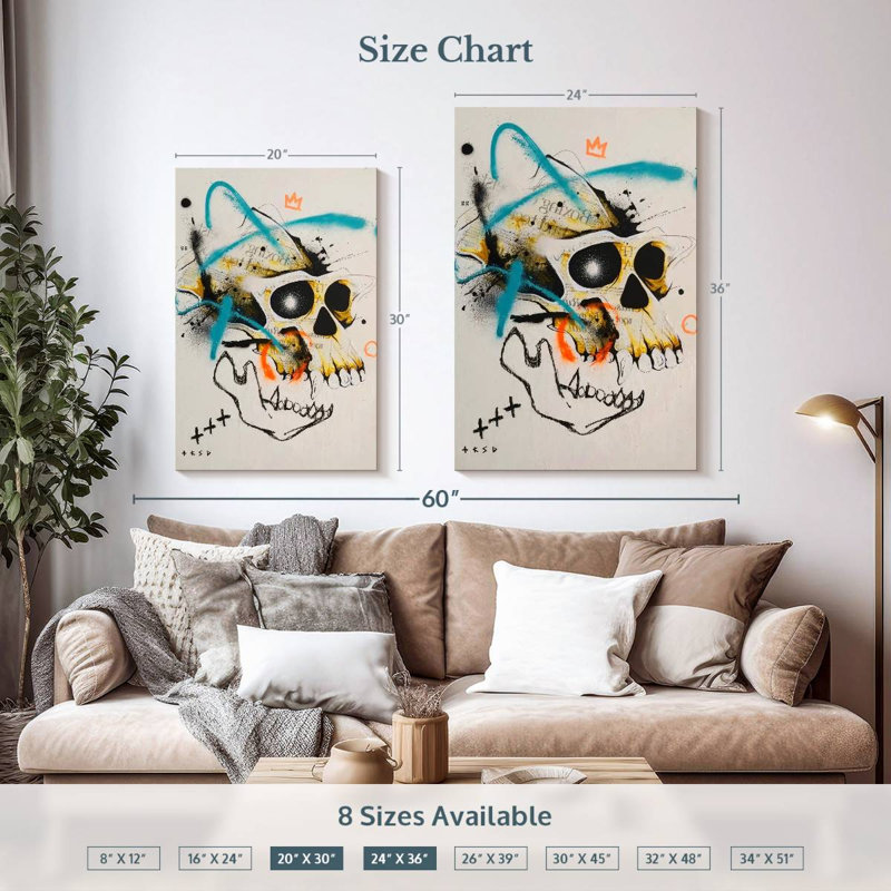 Crâne humain urbain Kerner Scary Pop, H 36 po x l 24 po