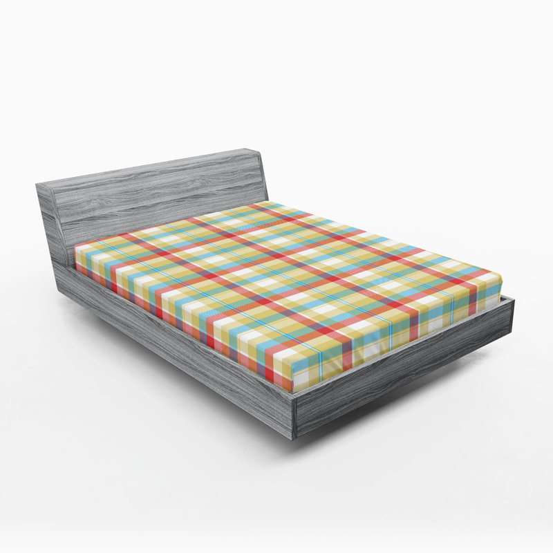 Ensemble de 2 draps-housses Ambesonne, Tissu écossais multicolore, Drap-housse grand
