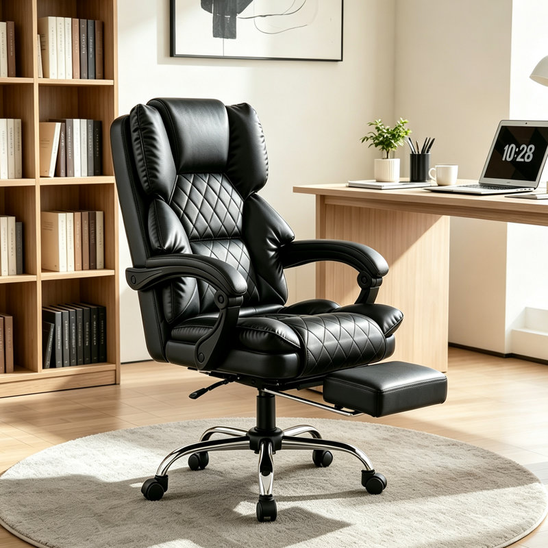 Executive Chair Faux Leather Office Chair, Black