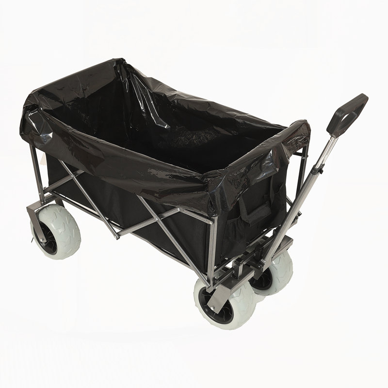Chariot de plage avec porte-cannes et grandes roues, H 3,71 po x l 3,55 po x P 2,17 po