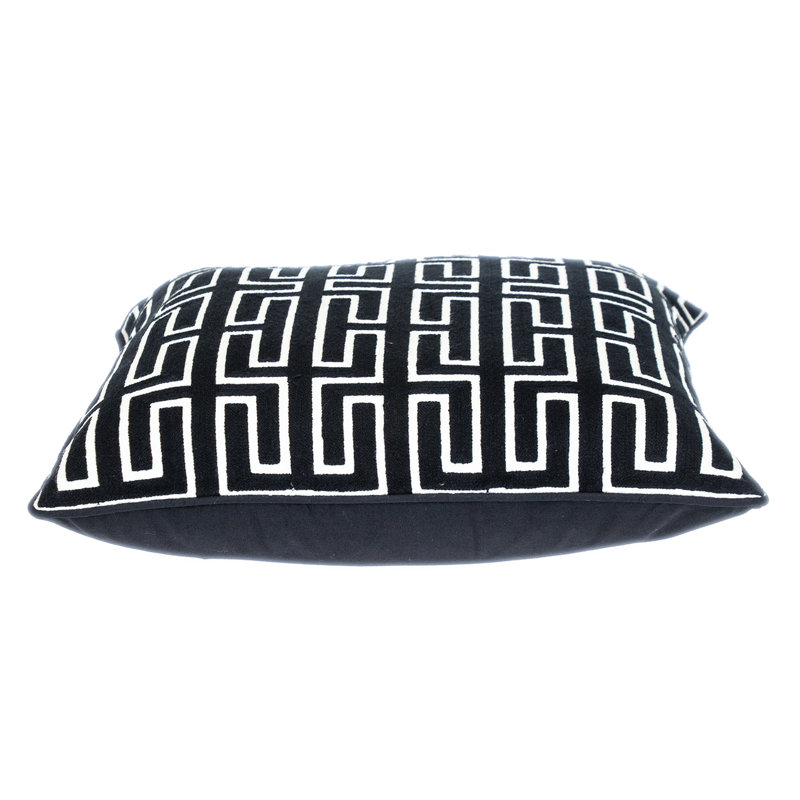Parkland Collection Transitional Geometric Black 20" x 20" Pillow, Black