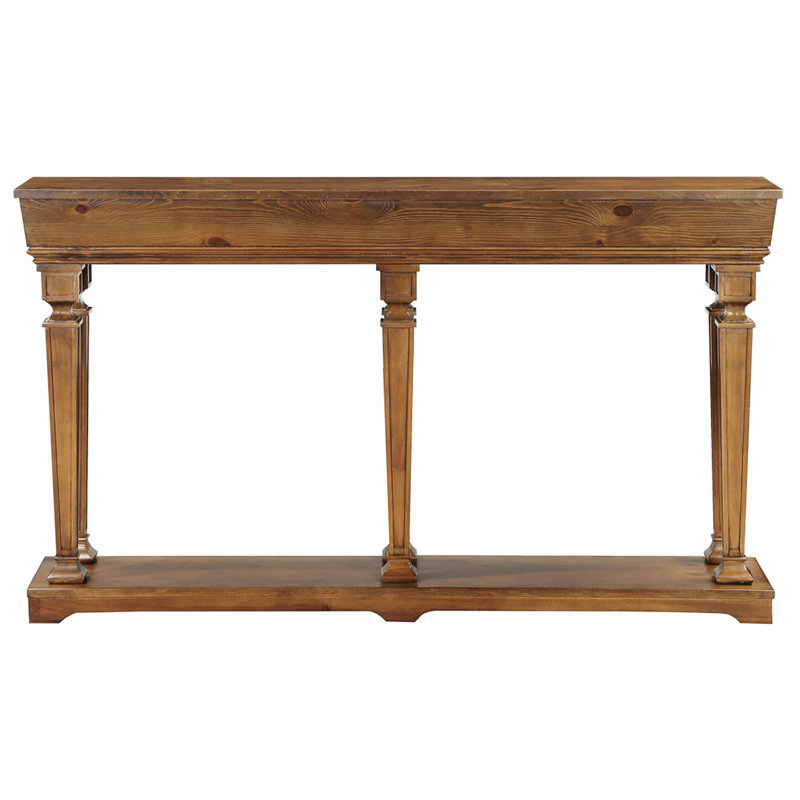 Stable Oak Console Table With Rectangular Top And Shelf Classic Leg Structure A Functional For Display Storage