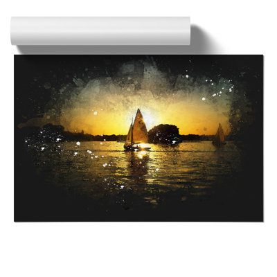 Sailing Boat Paint Splash - Frameless Print