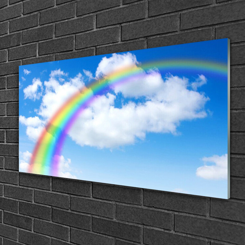Glass Print Wall Art 100X50cm Image Printed On Glass Decorative Wall Picture Behind Toughened / Tempered Safety Real Glass For Kitchen & Living Room Theme: Rainbow Nature