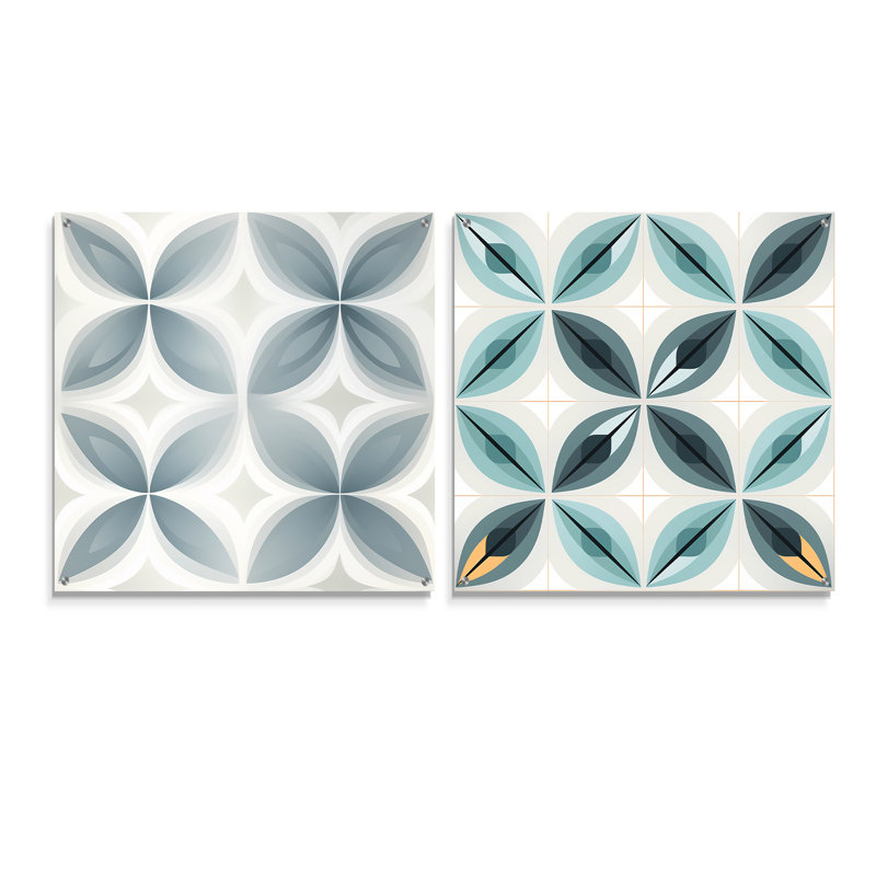 Claborn - Ensemble de 2 peintures murales abstraites en acrylique, H 30 po x l 61 po