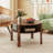 29.5'' 2-Tier Round Coffee Table w/ Storage 4 Shelves Faux Wooden Top-1059620840
