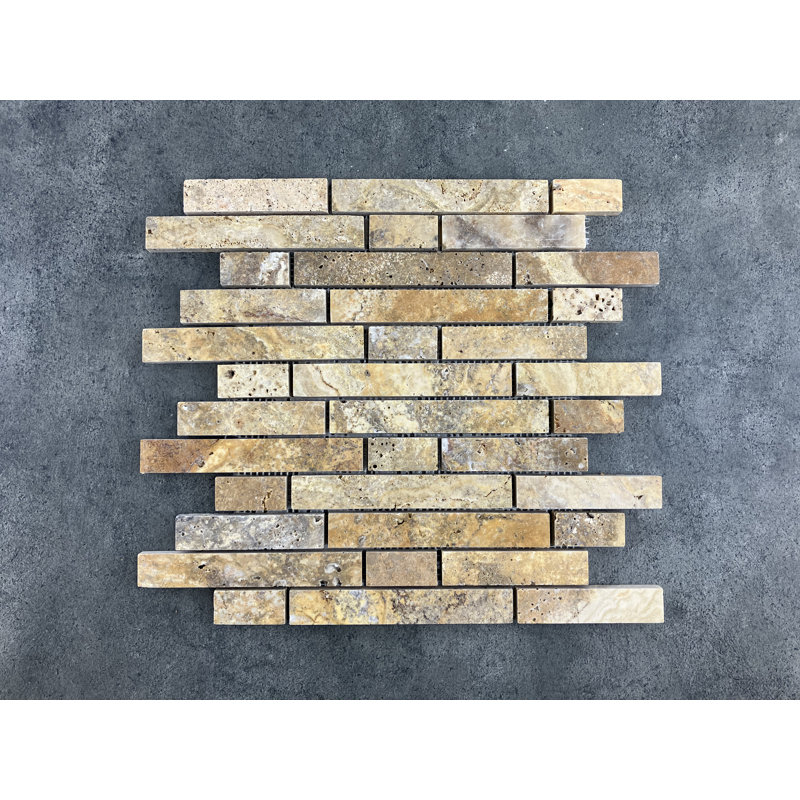 Scabos Lilly 1" Strips Mix Colored Travertine Natural Stone Mosaic Subway Wall & Floor Tile