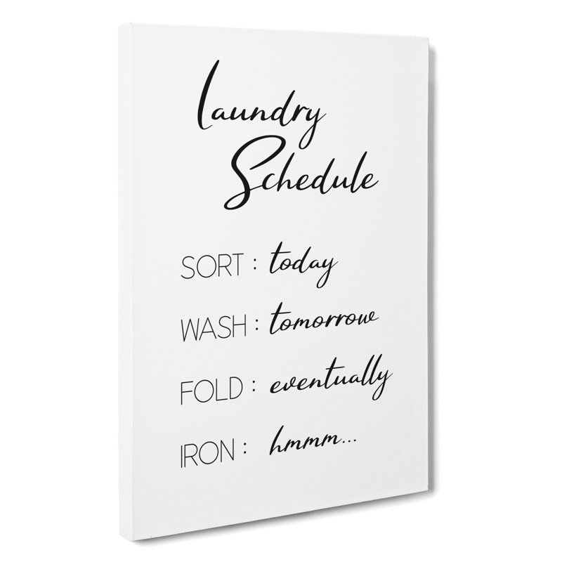 Laundry Schedule - Wrapped Canvas Typography, 91cm H x 60cm W x 3cm D