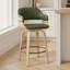 Tabouret de bar pivotant à hauteur de comptoir Mid-Century de 26 po avec siège en similicuir capitonné et structure en bois cintré Dowden-252829414-252829415