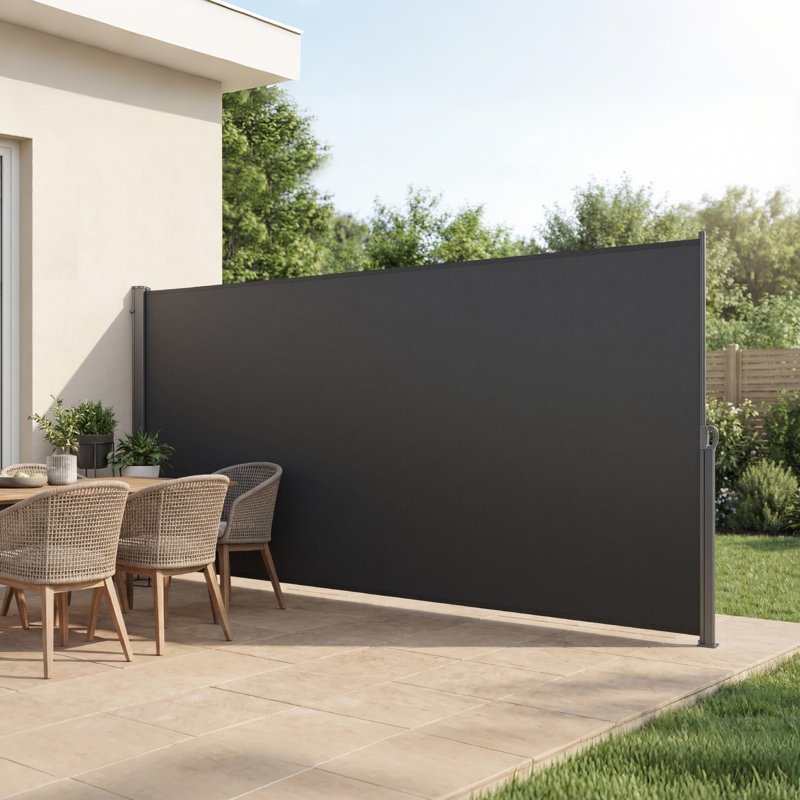Retractable Side Awning, 73" x 165" Patio Retractable Side Screen with 180 g/m² Polyester Fabric, Waterproof Sunshade Outdoor Privacy Screen Room Divider for Garden, Balcony, Pools, Deck, Gray