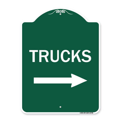 Enseigne Signmission Designer Series - Camions Enseignes (avec flèche droite) | Enseigne architecturale noire et dorée en aluminium de gros calibre 18 po x 24 po | Protégez votre entreprise et votre commune | Fabriqué aux États-Unis