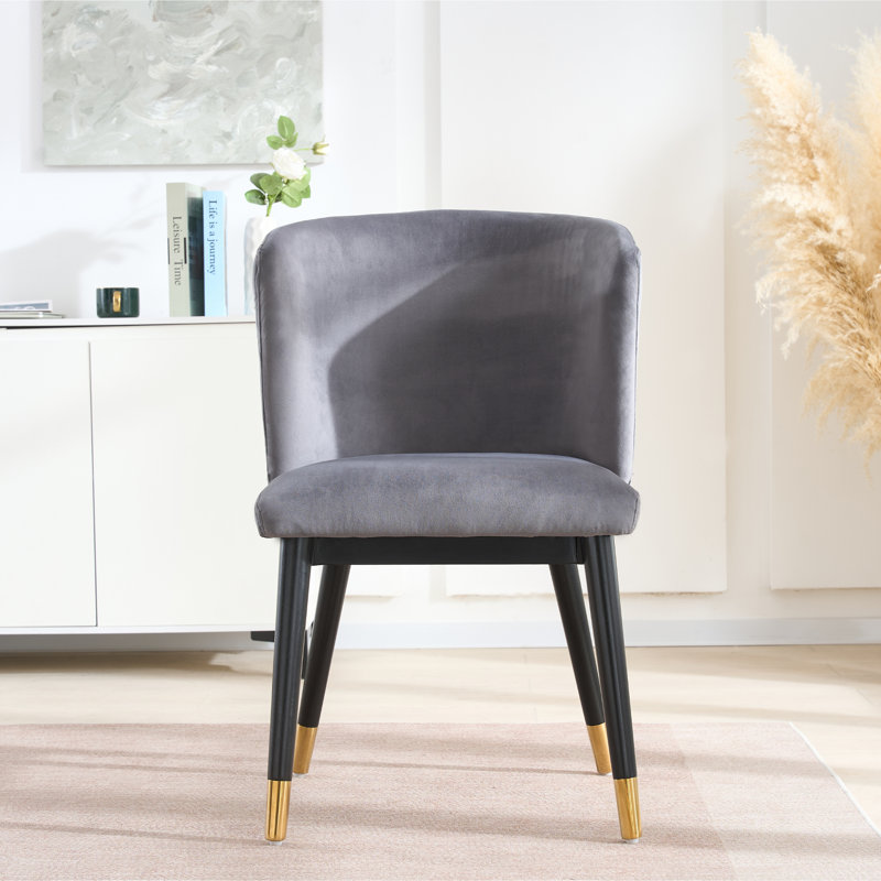 Sofina Modern Velvet Dining Chair, Tufted Back, Wooden Frame, Grey