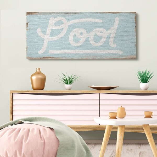 Stupell Industries Rustic Turquoise Pool Sign Distressed Wood Pattern ...