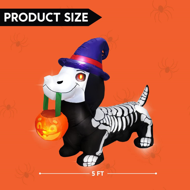 5ft Long Halloween Inflatables Skeleton Dog