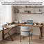 Bureau en L entiÃ¨rement en bois massif avec bordure-246011724