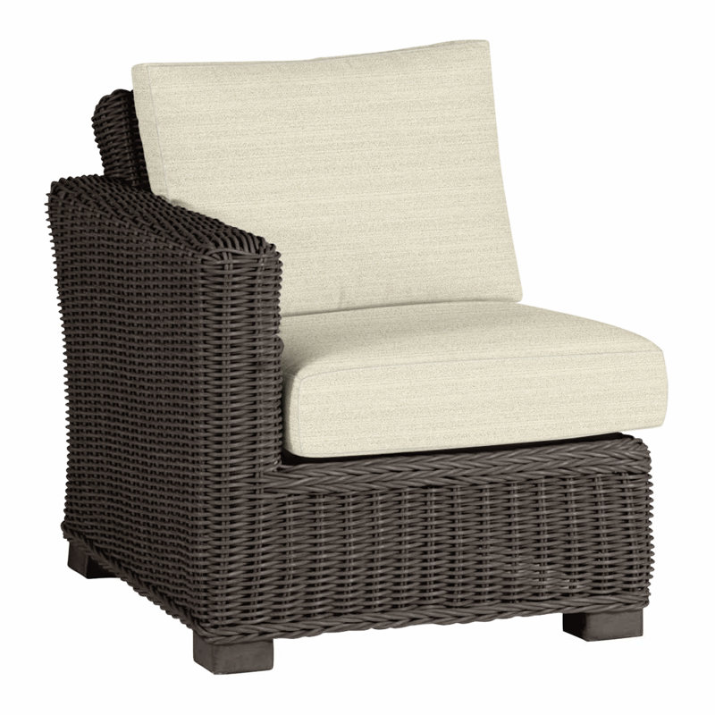 Rustic Woven Sectional Left, No Welt, Rollo Lace InsideOut® Linen, Black Walnut
