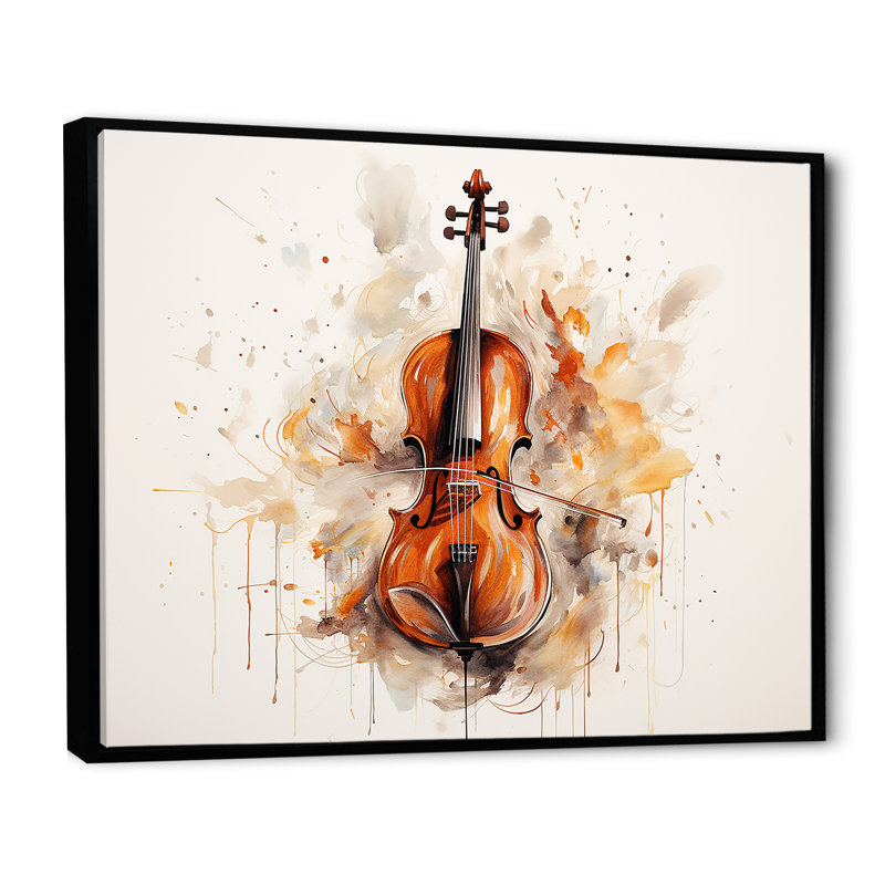 Cello Contour Rich Brown III sur toile, H 34 po x l 44 po x P 1,5 po, Cadre flottant noir
