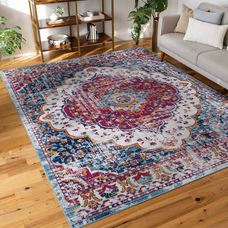 Teshawna Esmay Performance Blue/Red Medallion Rug