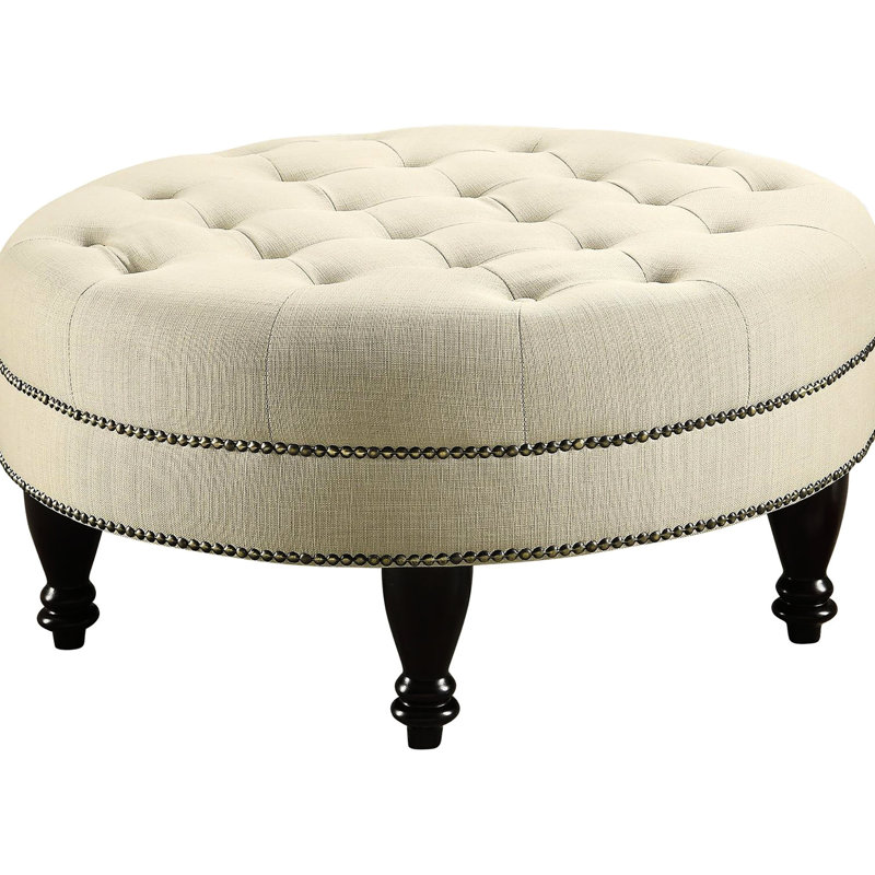 Structure d'ornement chic en avoine avec capitonnage moderne et pieds de soutien brun foncé