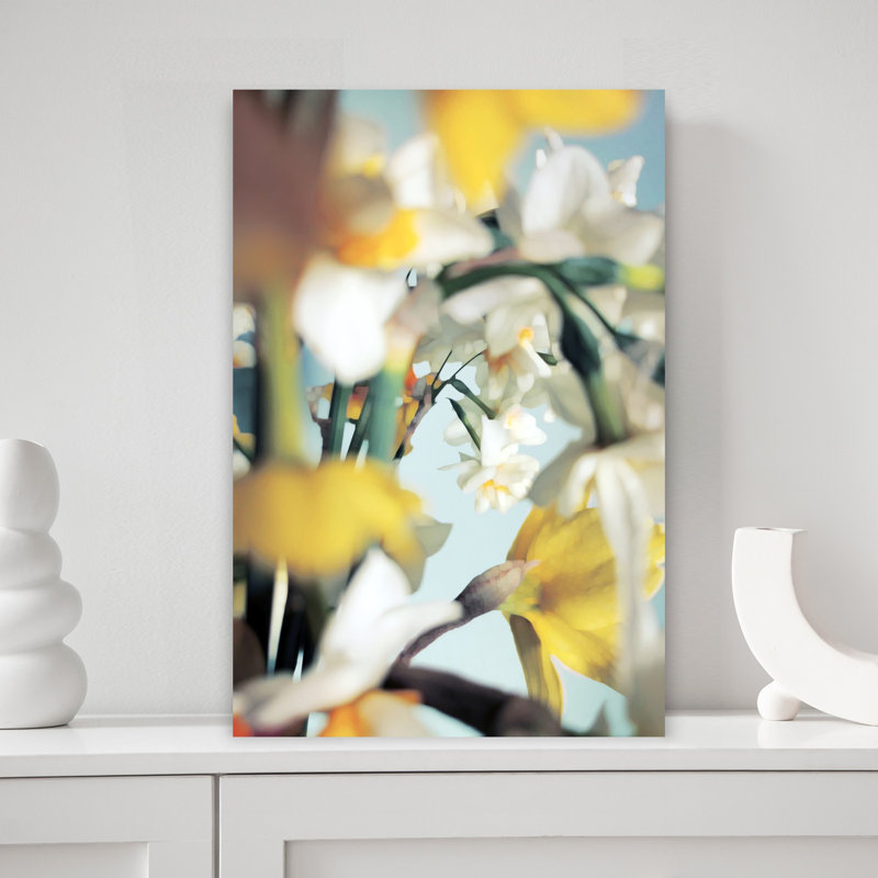 Art contemporain avec art floral, H 12 po x l 8 po