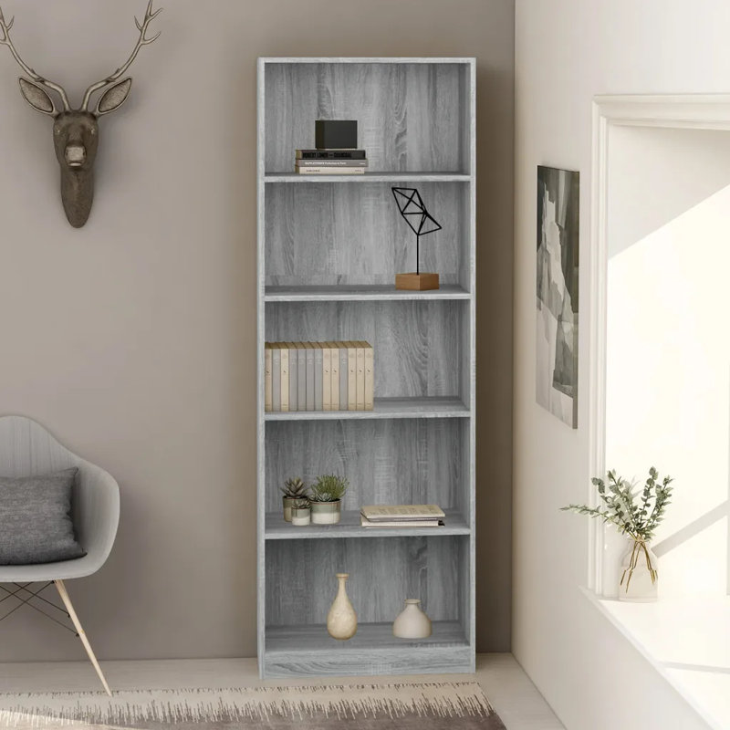 Support pour bibliothèque vidaXL, Gris Sonoma, (4 tablettes) l 31,5 po x P 9,4 po x H 55,9 po