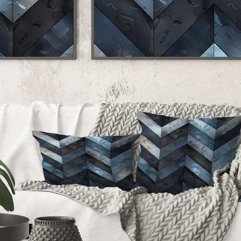Imprimé à chevrons bleu et noir - coussin lombaire moderne