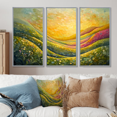 Minimal Peaks of Nature Abstract Landscape III - Art mural minimaliste - ensemble de 3