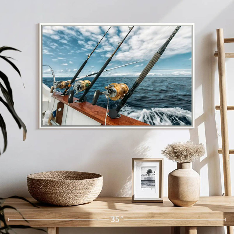 Pêche au thon espagnol, Cadre flottant blanc, 25 po x 17 po