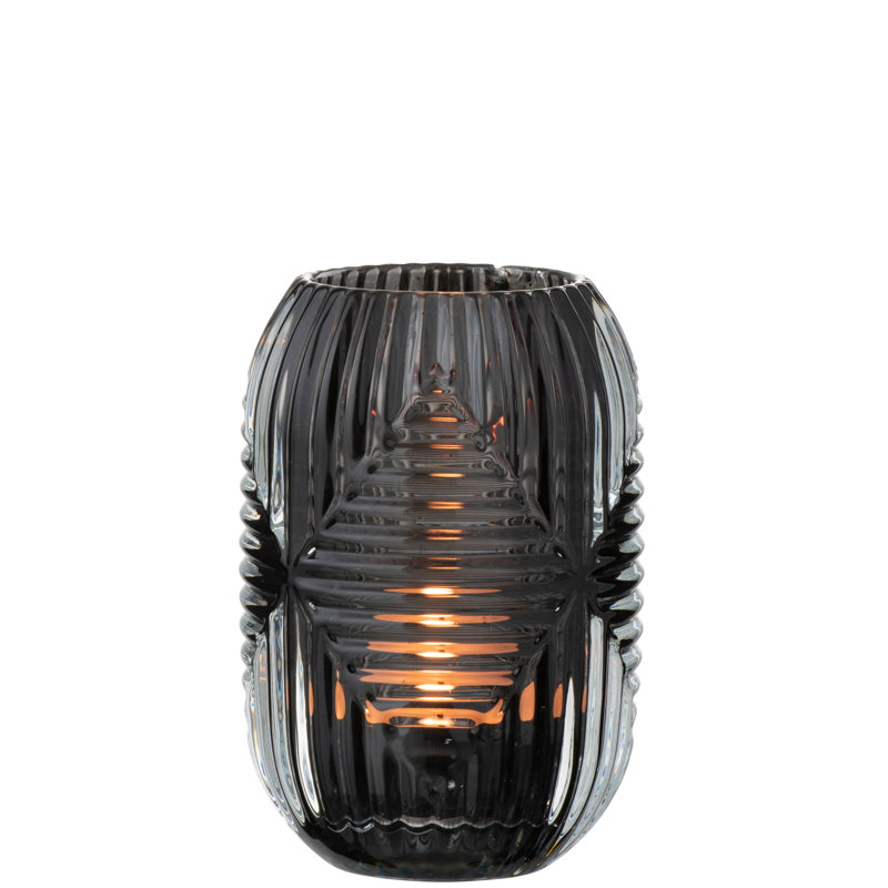 Glass Tabletop Tealight Holder, Grey