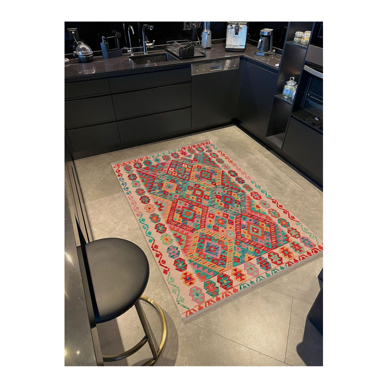 Tapis décoratif multicolore lavable à la machine, Sous-tapis rectangulaire de 3 pi 3 po x 4 pi 11 po
