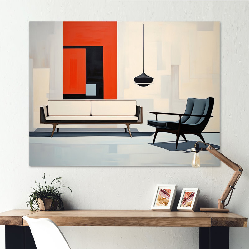 Jalante Mid Century Sleek Silhouettes II, reproduction d'art sur toile, H 34 po x l 44 po x P 1,5 po, Toile tendue