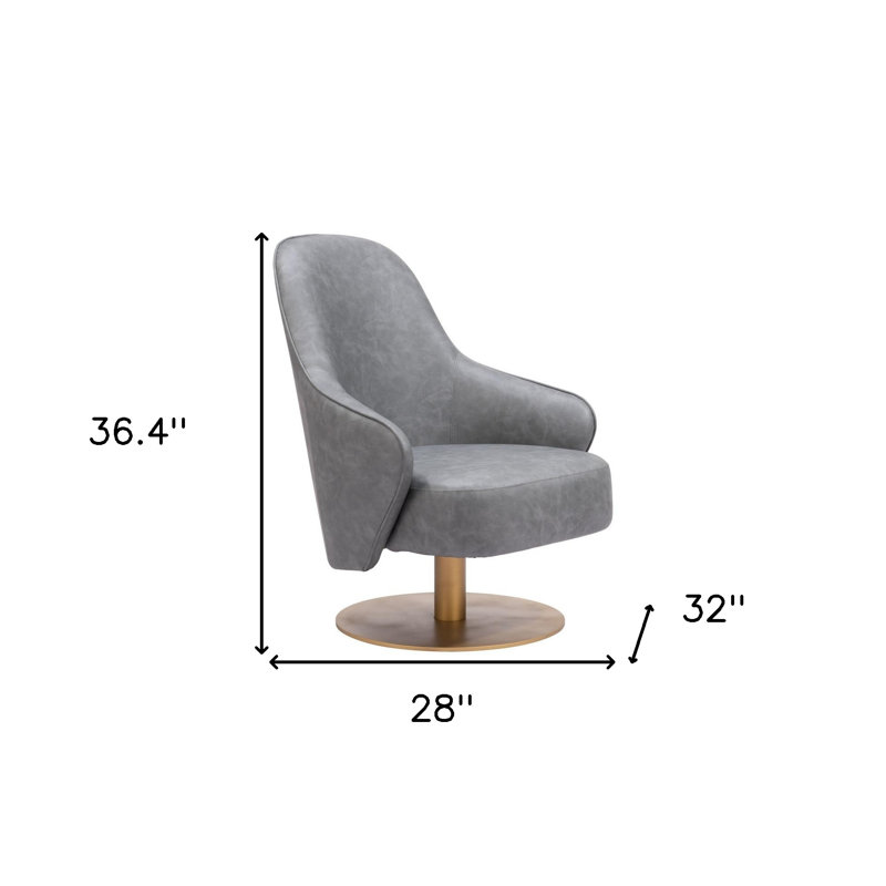Fauteuil pivotant en similicuir 28 po Rania, Polyuréthane gris
