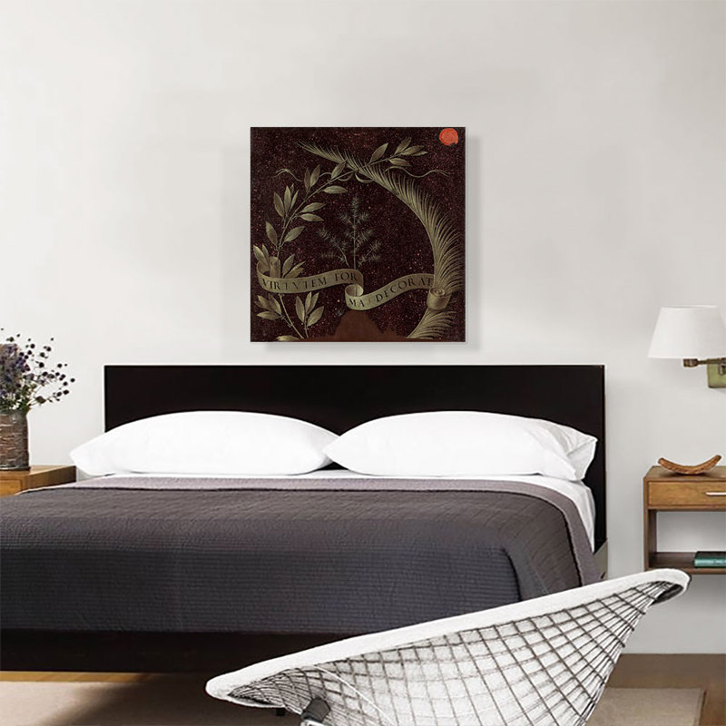 «Beauty Adorns», parchemin de la vertu «Inscrits», imprimé de décorations 1474 - imprimé, H 26 po x l 26 po x P 0,75 po