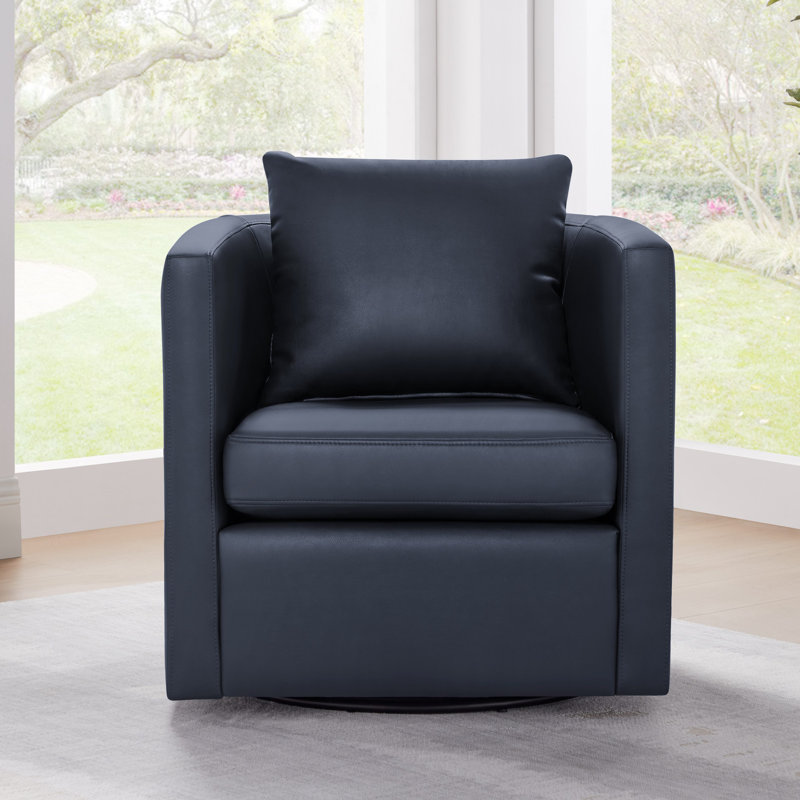 Fauteuil demi-tonneau pivotant en similicuir, Bleu