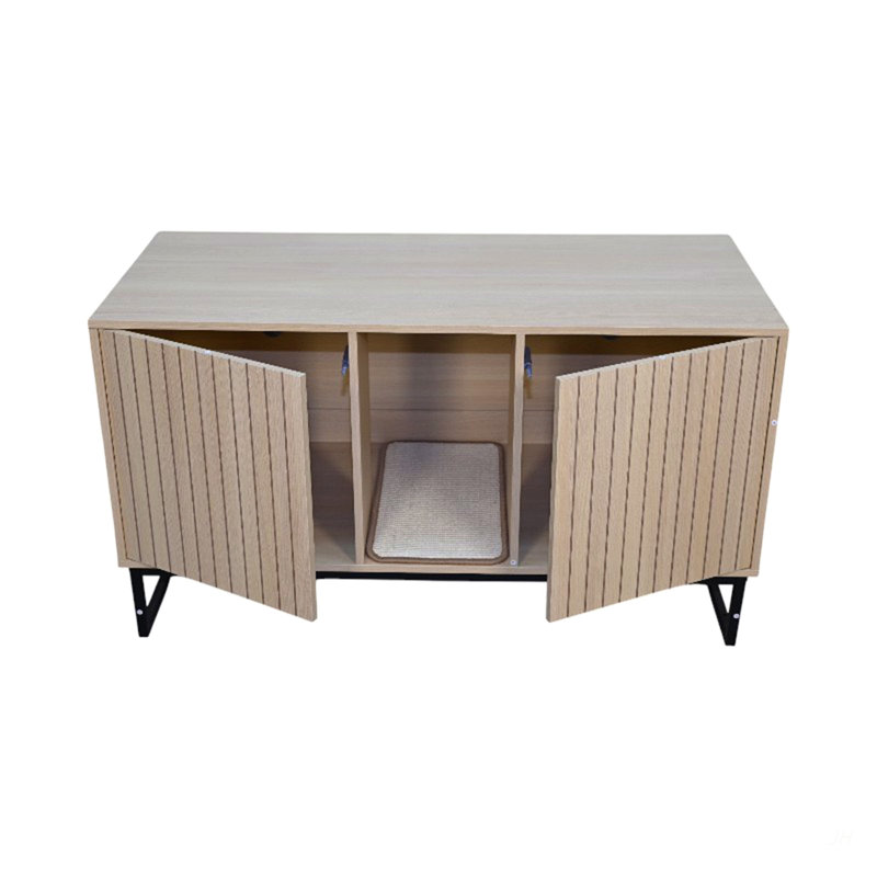 Maison de chat moderne en bois avec tapis à gratter - 47,64 po x 21,46 po x 25,98 po, 76,4 lb