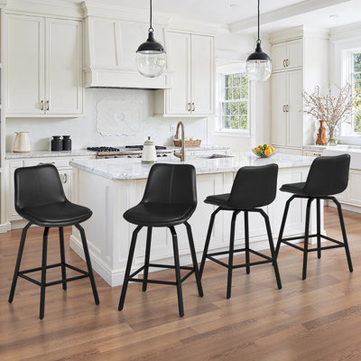 Yannis 26''H Faux Leather Swivel Barstools