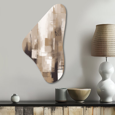 «Cubism Beige Synergy», art mural abstrait en forme de métal, sculpture murale asymétrique en métal