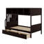 Lit simple superposé au dessus d'un lit double avec tablettes, escalier de rangement et 2 tiroirs-1966202043