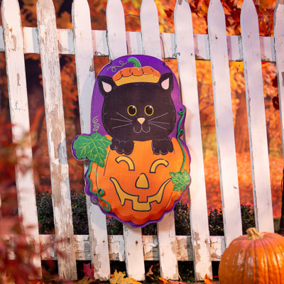 Jack O' Lantern & Black Cat/Santa Double Sided Estate Door Décor