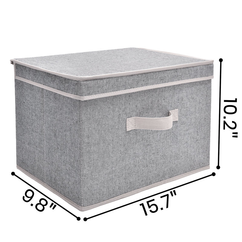 Set of 2 Storage Fabric Boxes with Lids, Grey