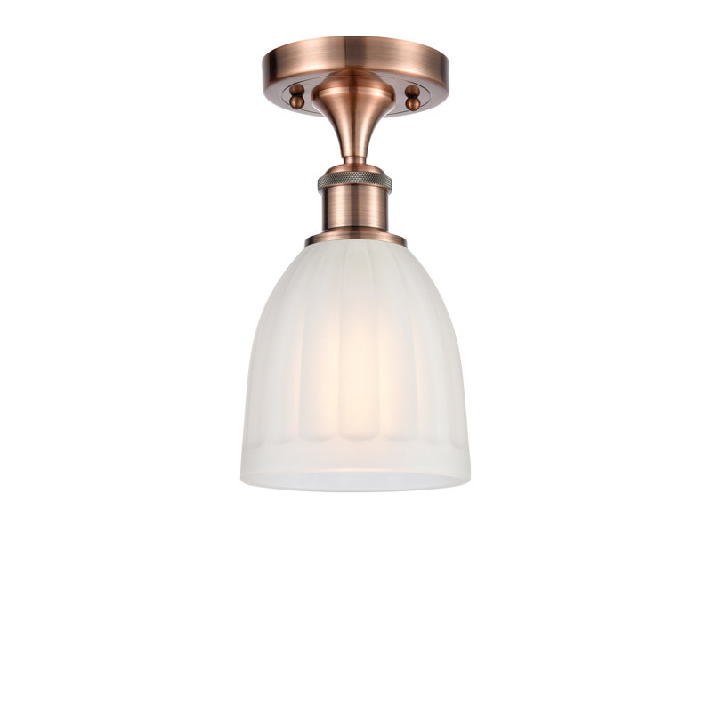 Plafonnier semi-encastré 1 lumière 5,75 po Dunder, Cuivre antique, Ampoule DEL 6 watts Vinage, Blanc
