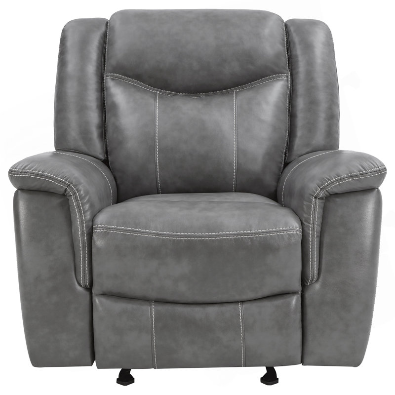 Encino Grey Upholstered Padded Arm Glider Recliner