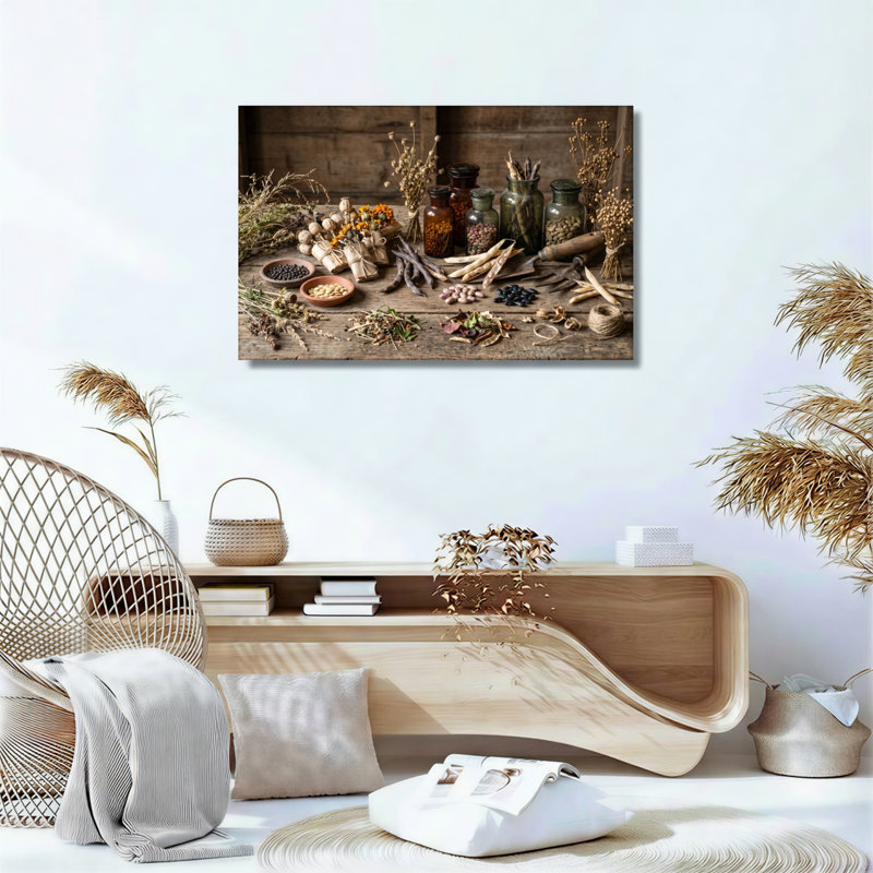 Ensemble de 1 tableau sur toile représentant une nature morte à base de plantes, 28"H x 40"W, Toile tendue