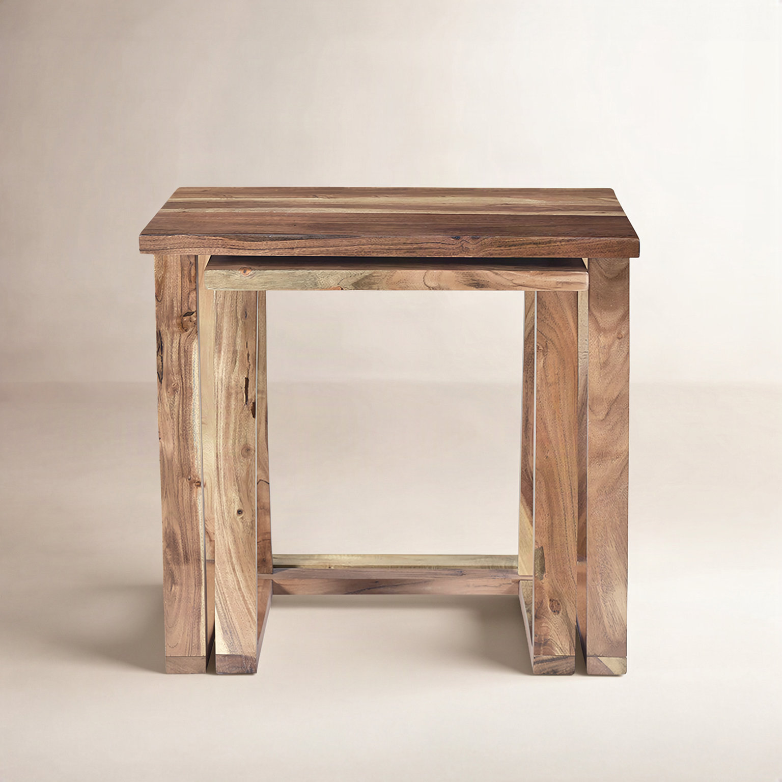 Solaris Solid Wood Nesting End Table